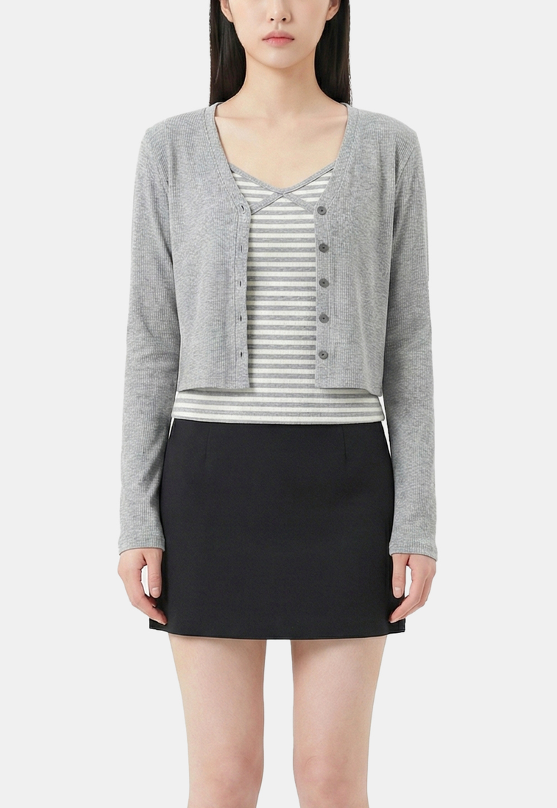 Merry Stripe Sleeveless Top & Cardigan Set