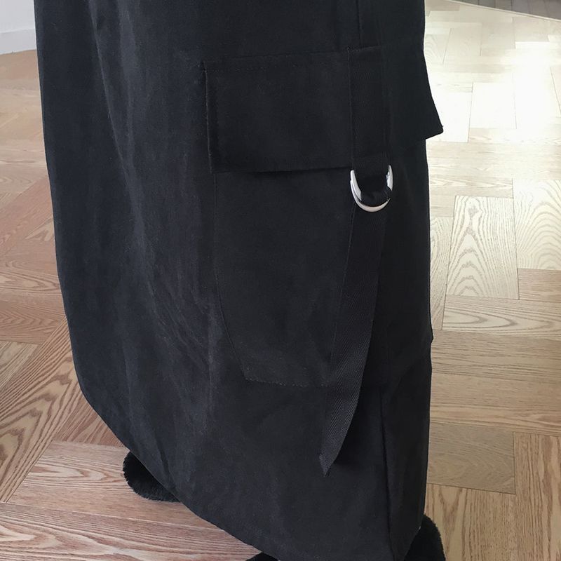 Tarp Fleece Cotton Cargo Two Way String Long Skirt