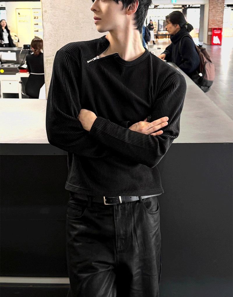 COSYHARU(コシハル)の「Kuntel Waffle Shoulder Zip-Up T-Shirt(Tops)」