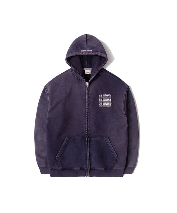 OC Slogan Washed Zip-up hoodie (Navy)
