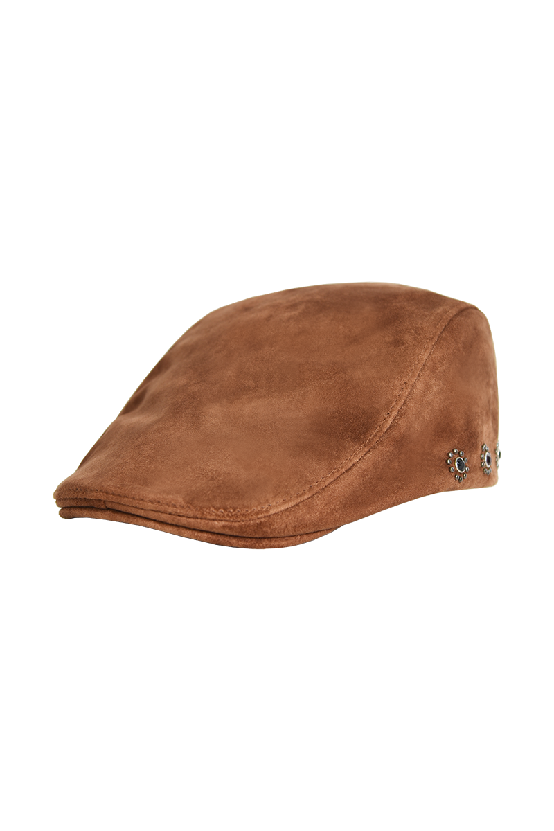 Eco Suede Stud Hunting Cap (Camel)