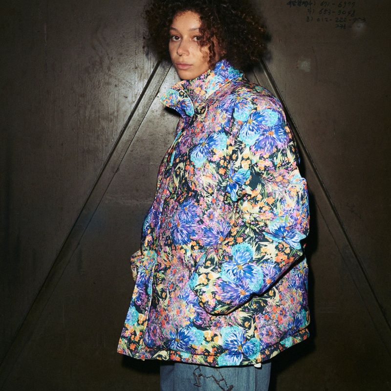 SOLARBALL FLOWER FLAME REVERSIBLE PUFFER BLACK