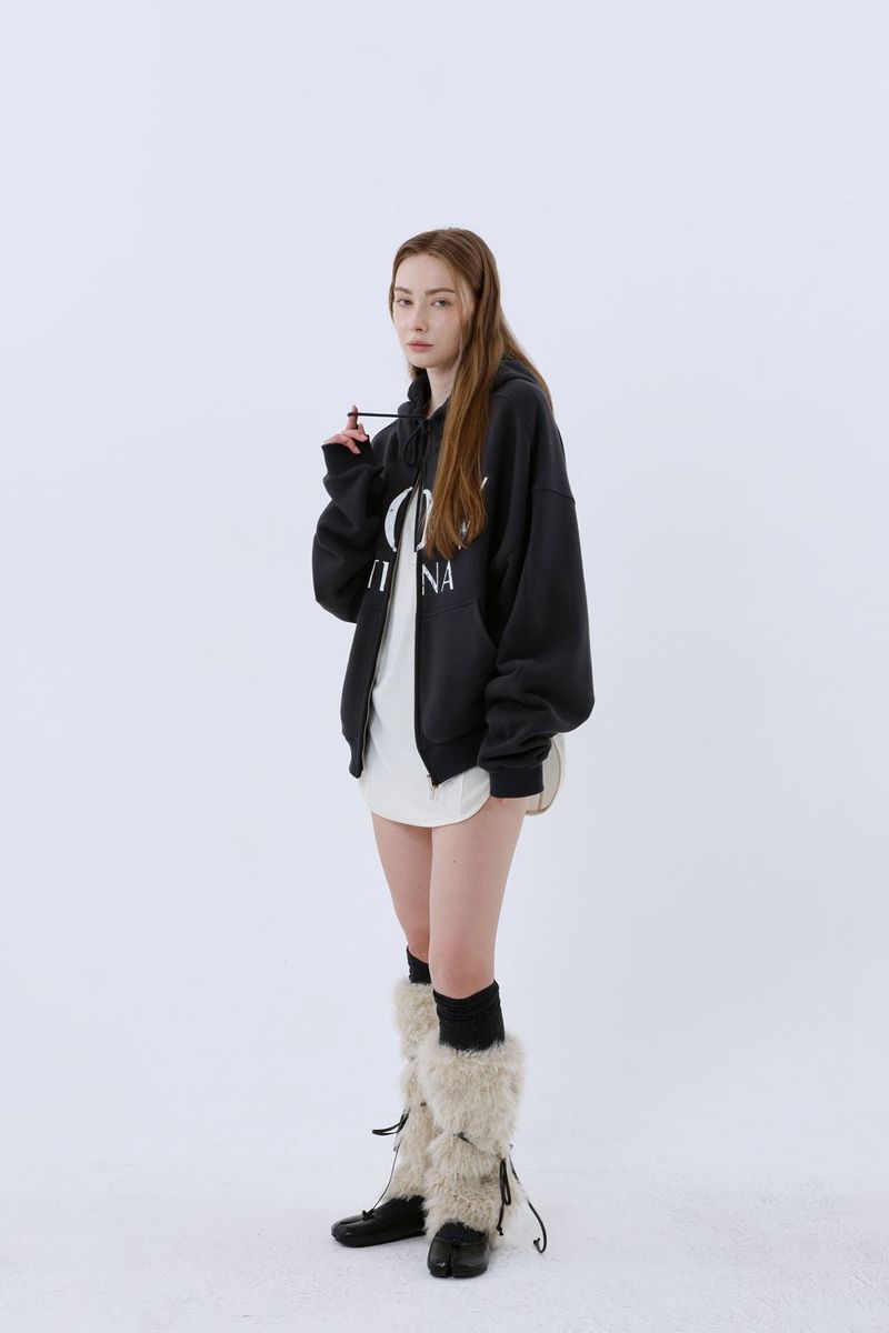 LT ROUGH HOOD ZIP-UP_CHARCOAL