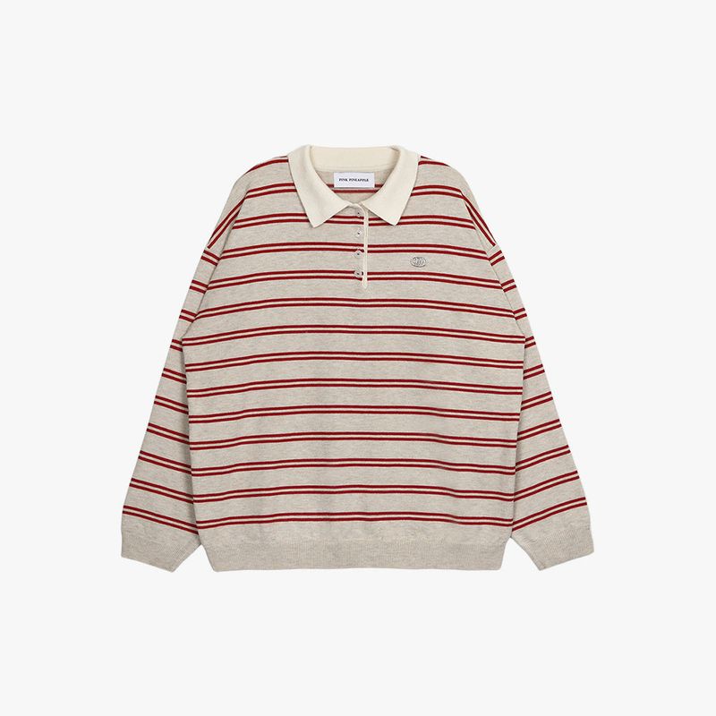 PINK PINEAPPLE(ピンクパイナップル)の「PPA STRIPE COLLAR KNIT(Tops)」