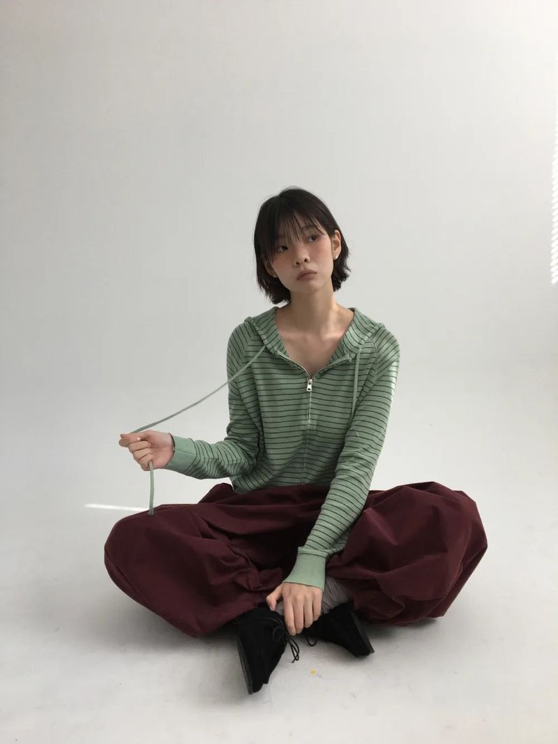 Bobby Striped Knit Zip-Up Hoodie (7color)