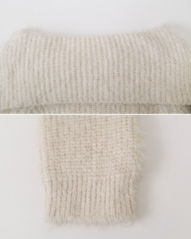 Fine Boucle Off Shoulder Loose Knit (5color)
