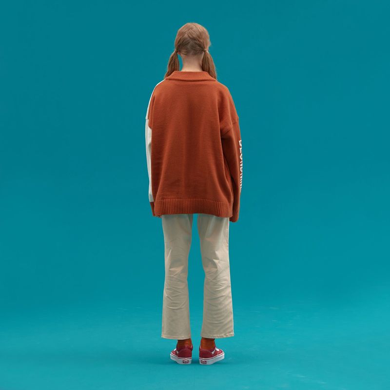 INTARSIA HALF HALF KNIT CARDIGAN_CARABEL