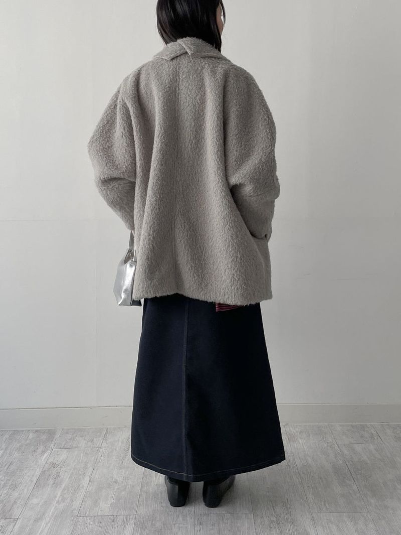 [wool 30%] Hairy Single Overfit Half Coat