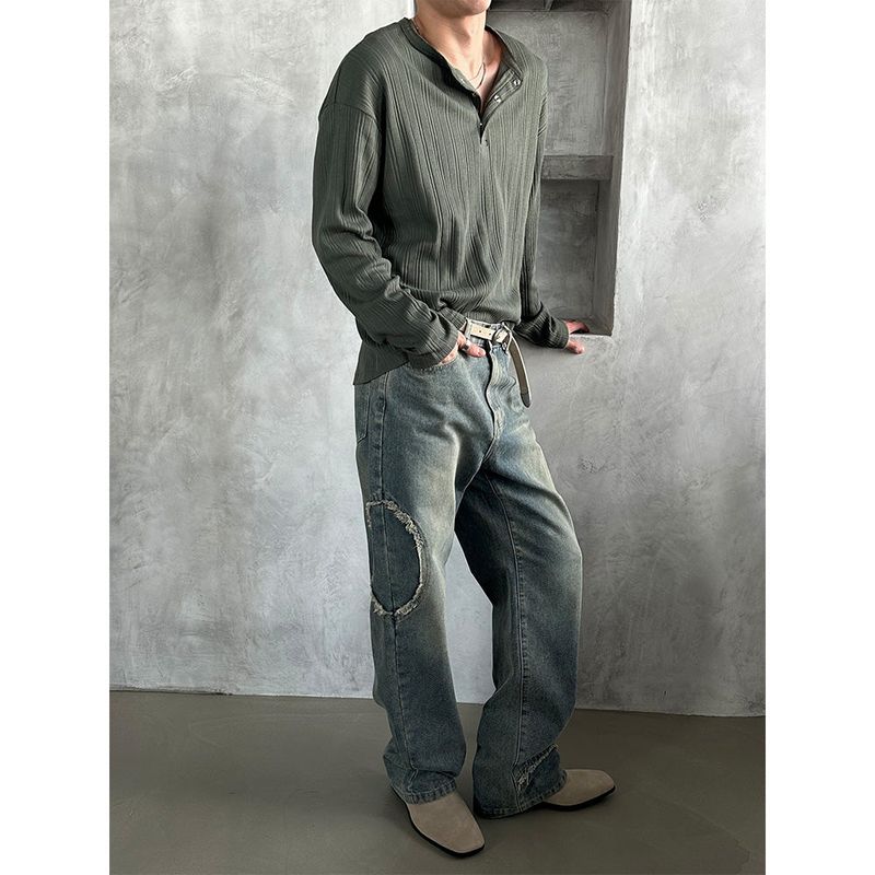[F/W] Golgi button henry neck long sleeves (4color)