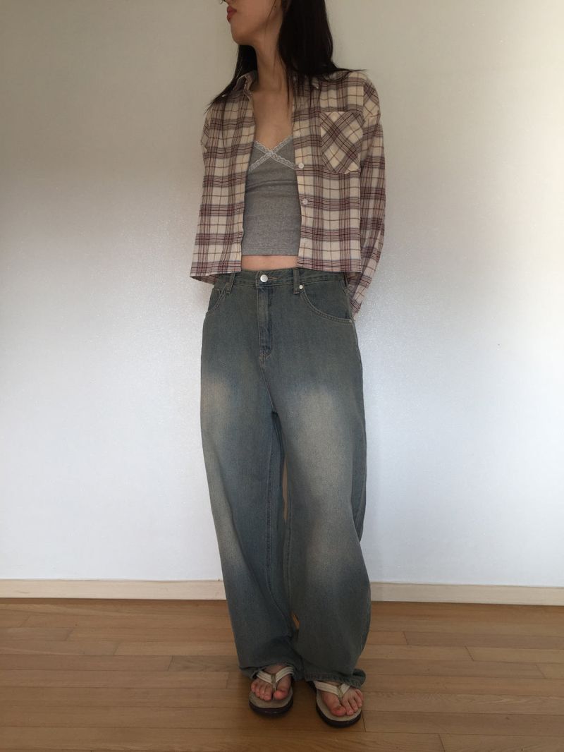 Check crop shirt (2 colors)