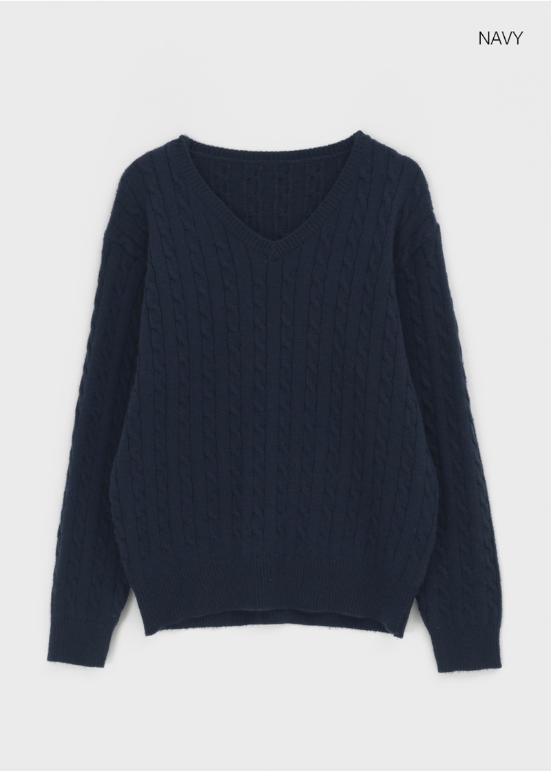 [MADE] Anton Cable V-Neck Knit