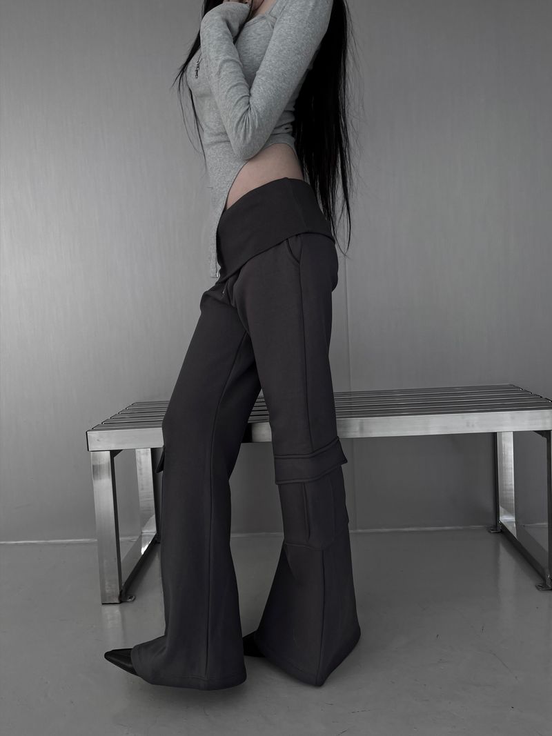 folded cargo bootcut pants (fleece-lined / 2color)