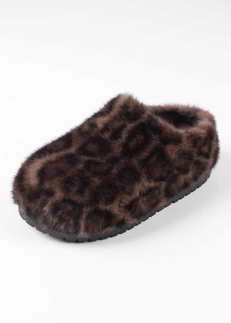 LEOPARD FUR SLIPPERS