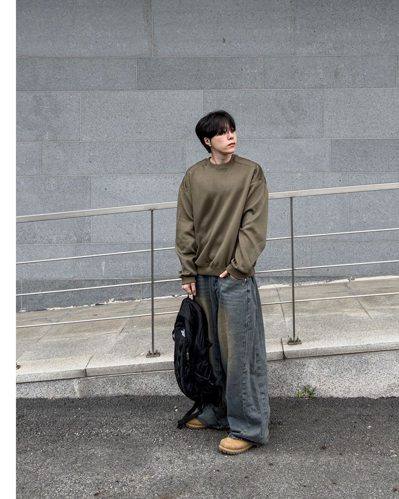 Mech side tuck wide denim pants