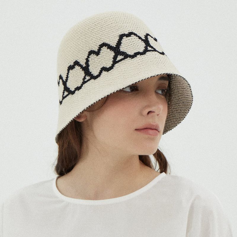 VA Curved Logo Jacquard Bucket Hat / Lightbeige
