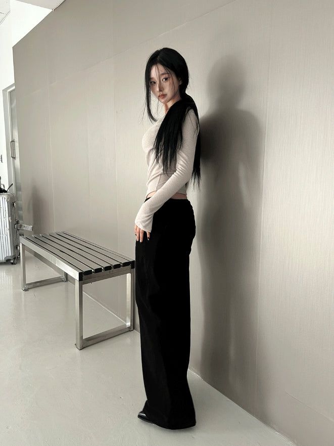 Slim fit low semi-boot pants