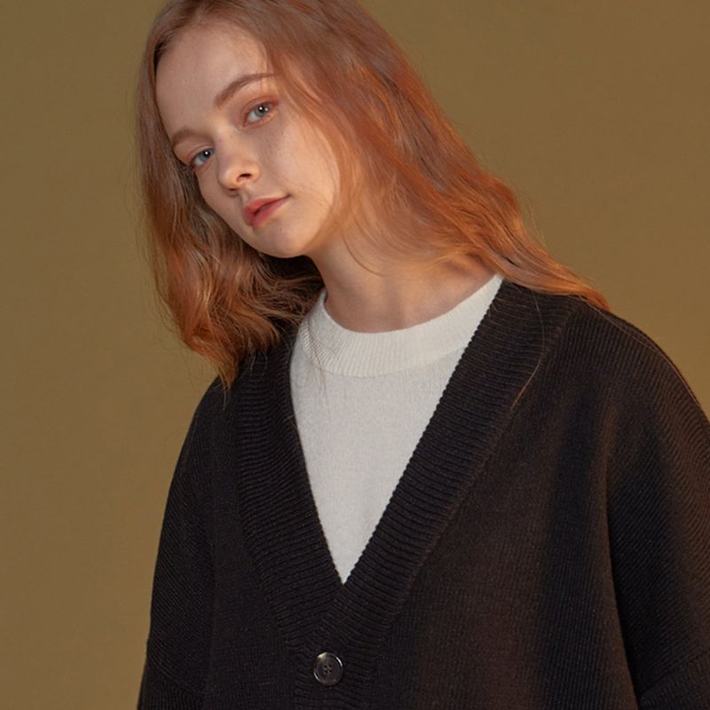 THREE LINES KNIT CARDIGAN_BLACK