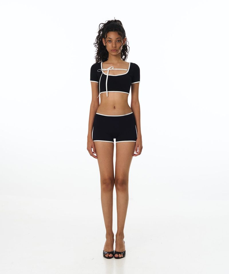Line Classic Short Bikini Bra BK (Side ribbon)