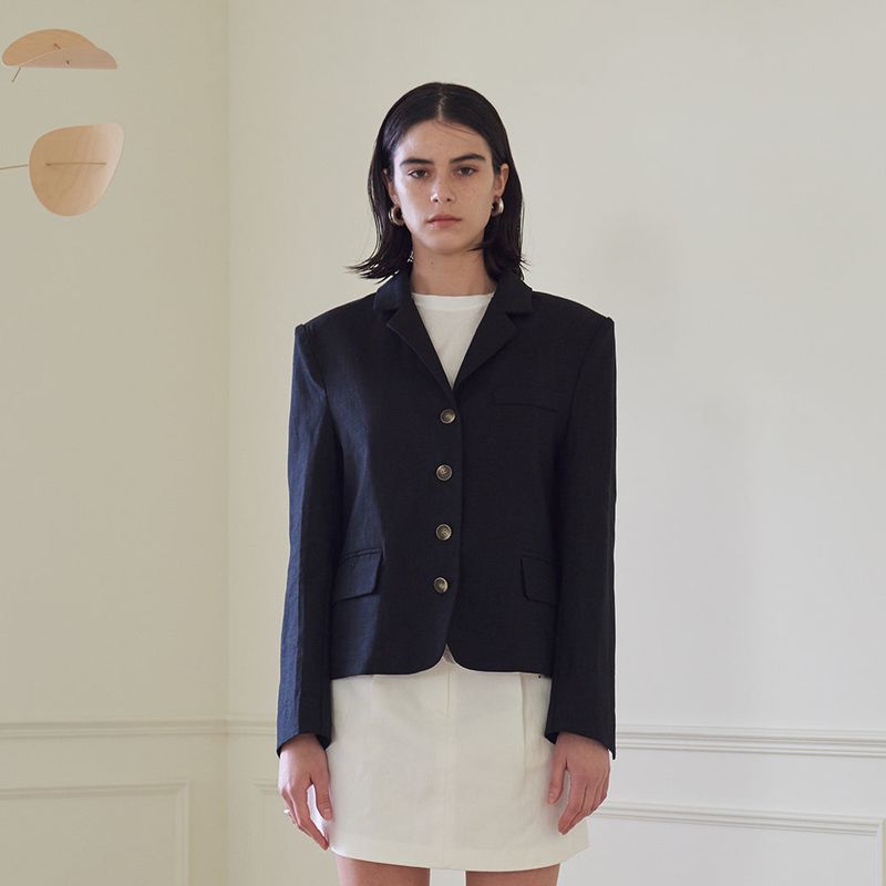 SINGLE LINEN JACKET (BLACK)