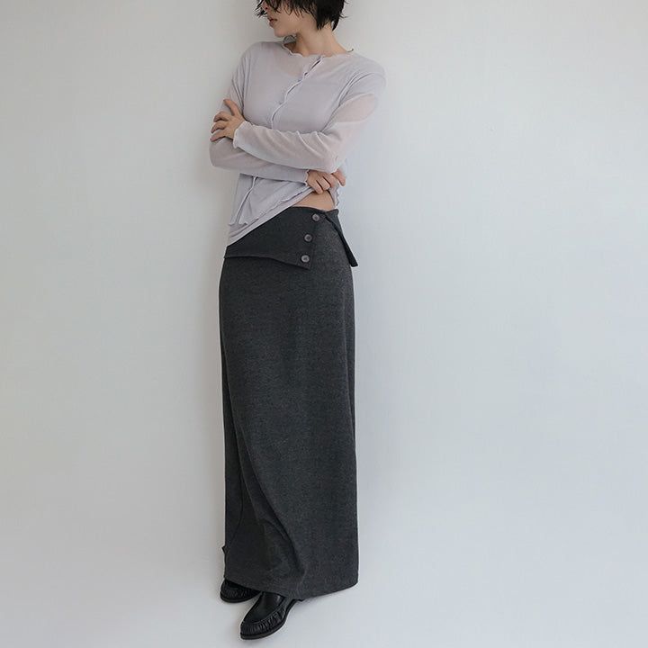 [Caroen] Buttoned Folded Flared Maxi Skirt - 4Color