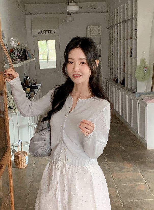 Basic Cotton100 Round Knit Cardigan (7color)
