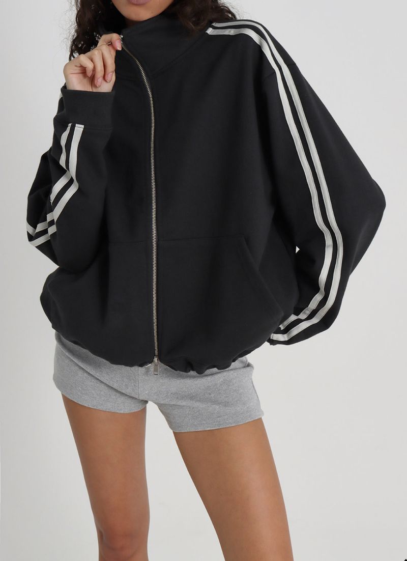 [B-BASIC] Heavy Sweat High Neck Line Zip-up