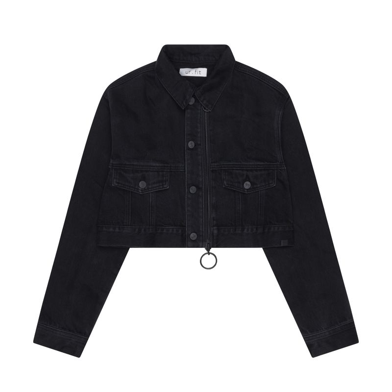 ur.fit(オールフィット)の「ブラックルーズフィットクロップドデニムジャケット code 20003(ジャケット/アウター)」