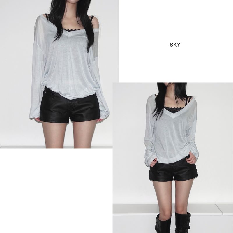 mist flow v-neck T (4color)