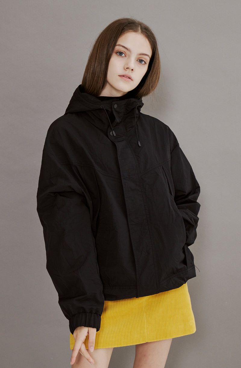 RIPSTOP 2WAY ZIP-UP JACKET [BLACK]