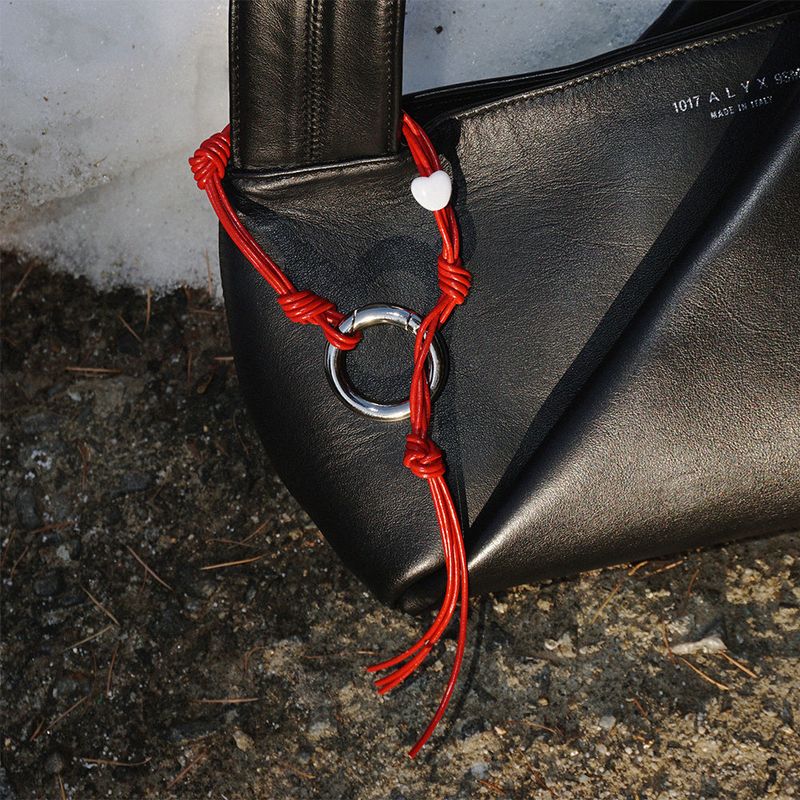 HEART LEATHER KEYRING RED