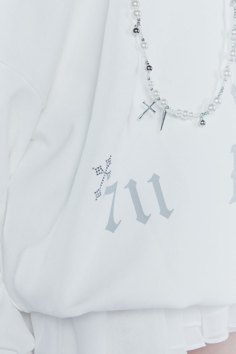 SPELL OFF-SHOULDER SWEATSHIRT white