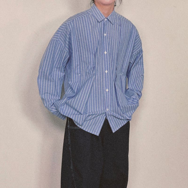 offset stripe shirt_blue
