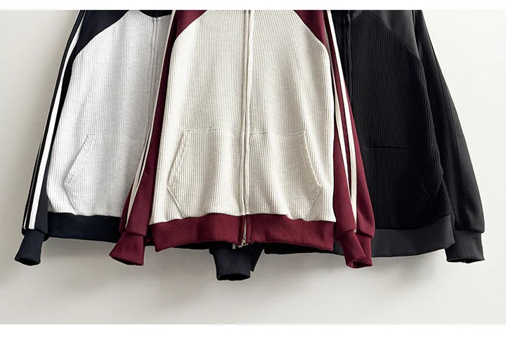 Waffle Two Tone Mix Nagrang Track Zip-Up