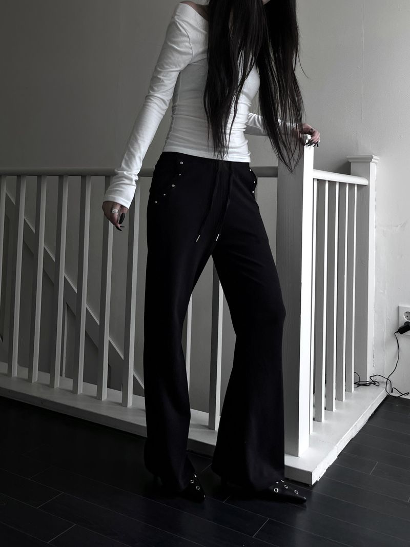 line stud bootcut pants (2color)