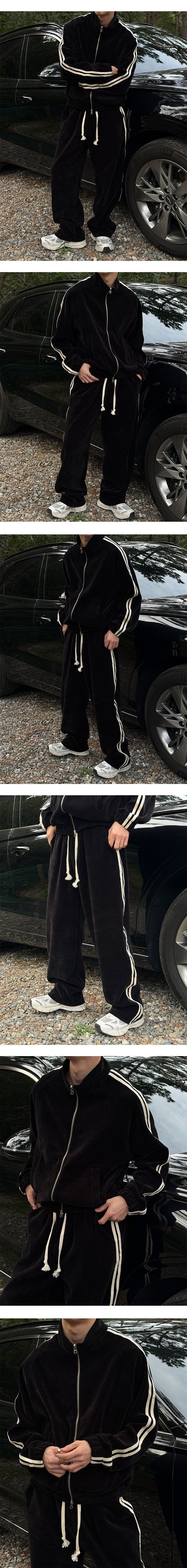 [SET UP가능] Velvet track zip up(3color)