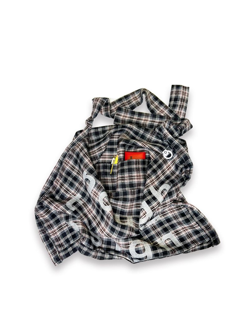 000 Design Check Tie Bag / Black
