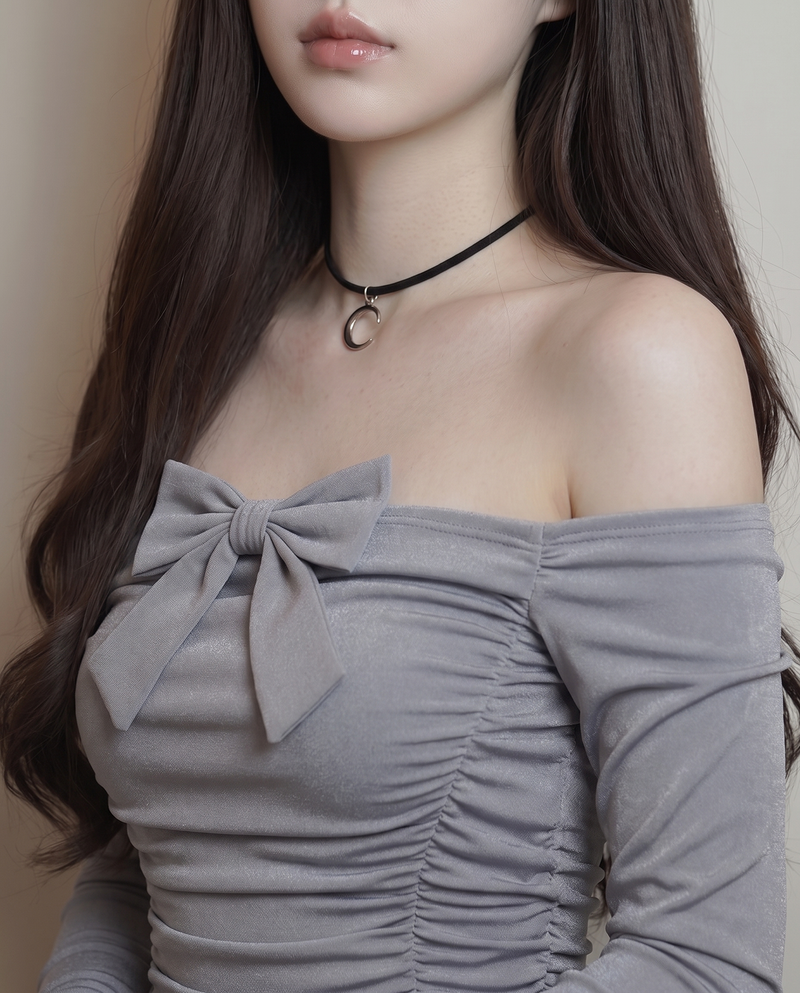 Crescent Moon Choker - Silver Color