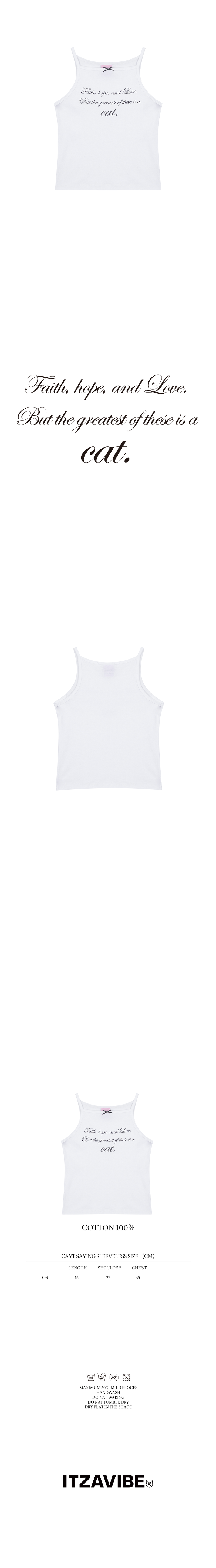 CAT SAYING SLEEVELESS_WHITE
