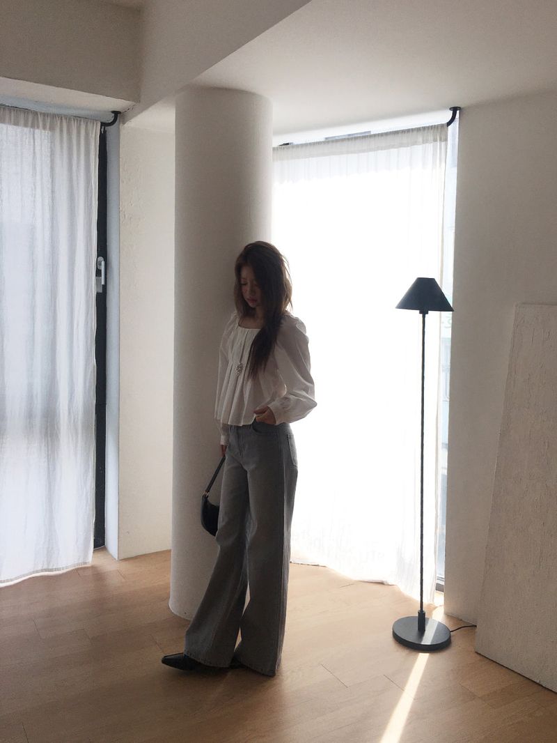 Gray boots-cut denim