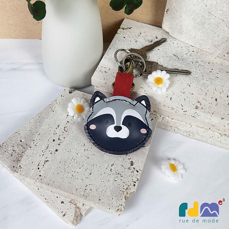 Forest Cute Friends Genuine Leather Keychain