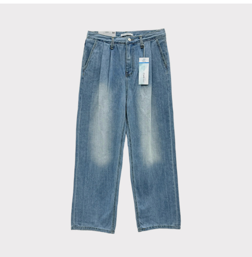 Cool Washing Pintuck Linen Denim Pants