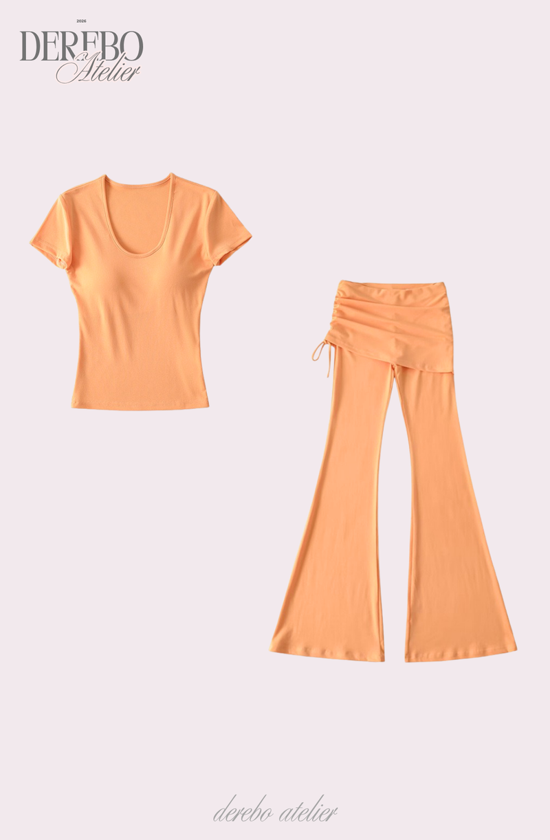 Liiv short-sleeve cap training shirring pants set (TOP)