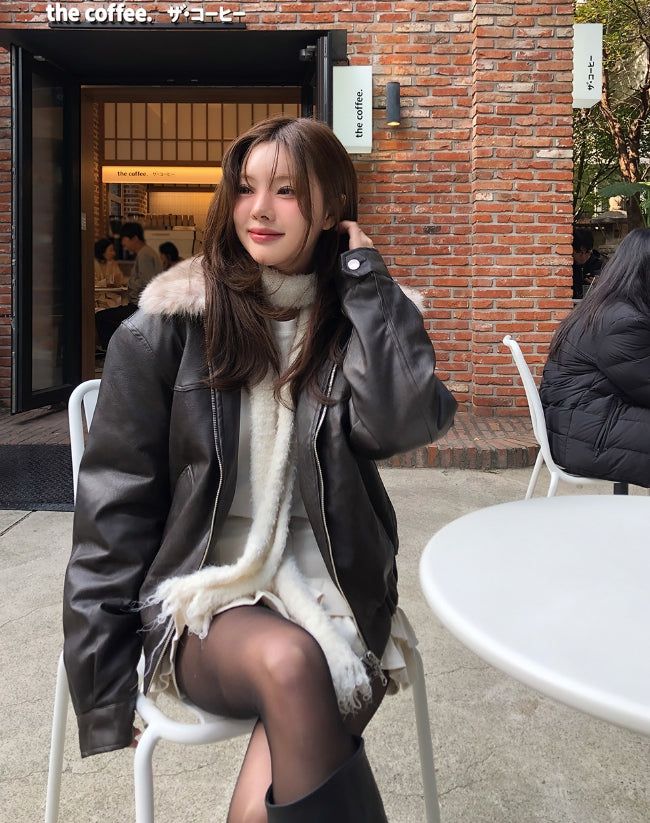 Kati Real Raccoon Fur Leather Jacket