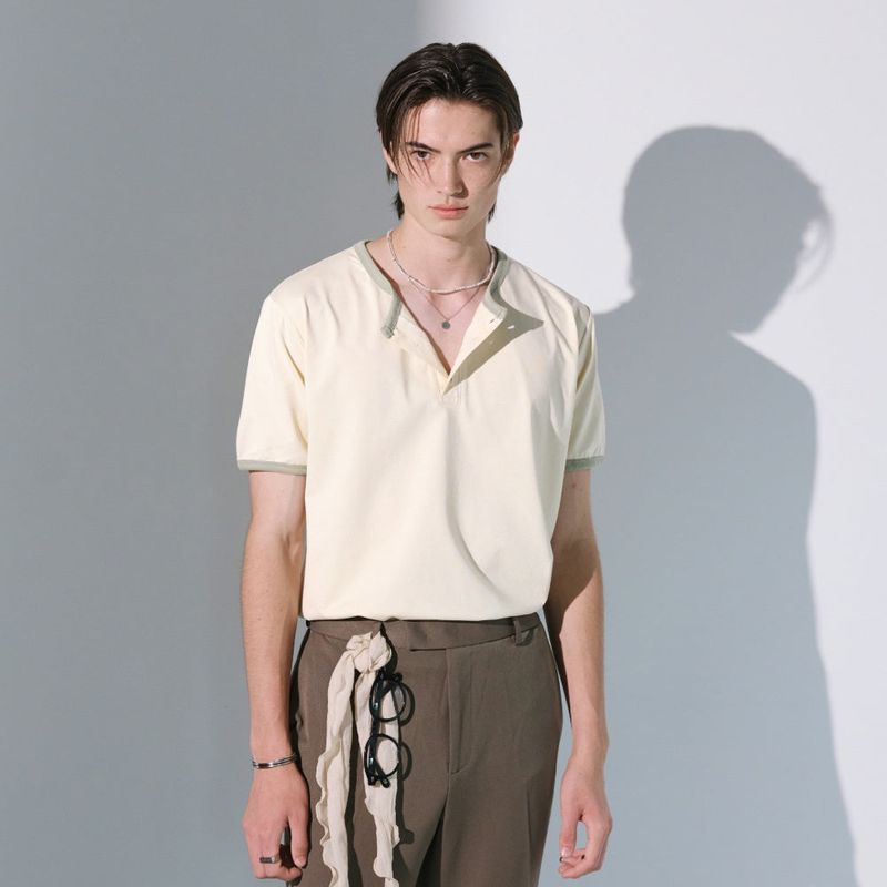 S SY(エスエスワイ)の「henley neck concho ringer t-shirt cream(Tops)」