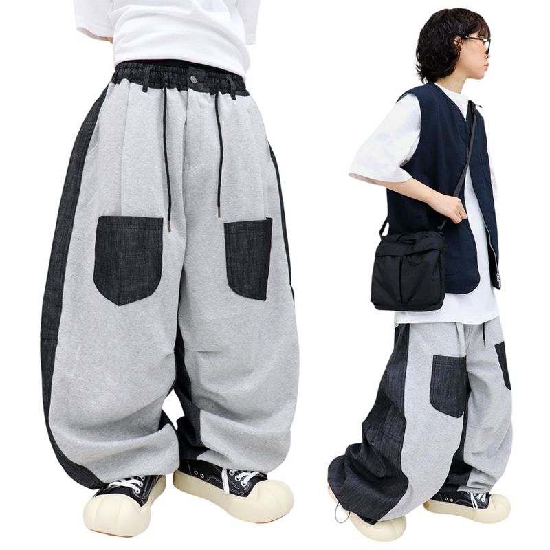 Wide Pocket Contrast Balloon Pants