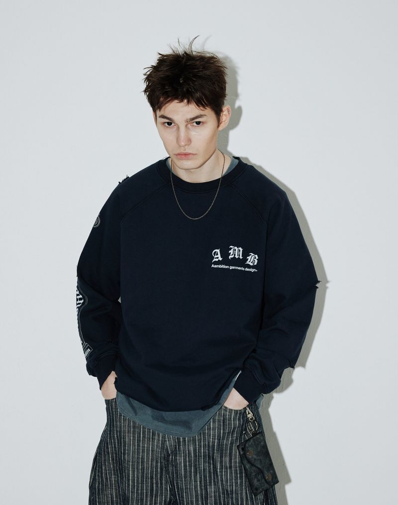 AAMBITION(アアンビション)の「Column Sweat-Shirts (Washed-Navy)(Tops)」