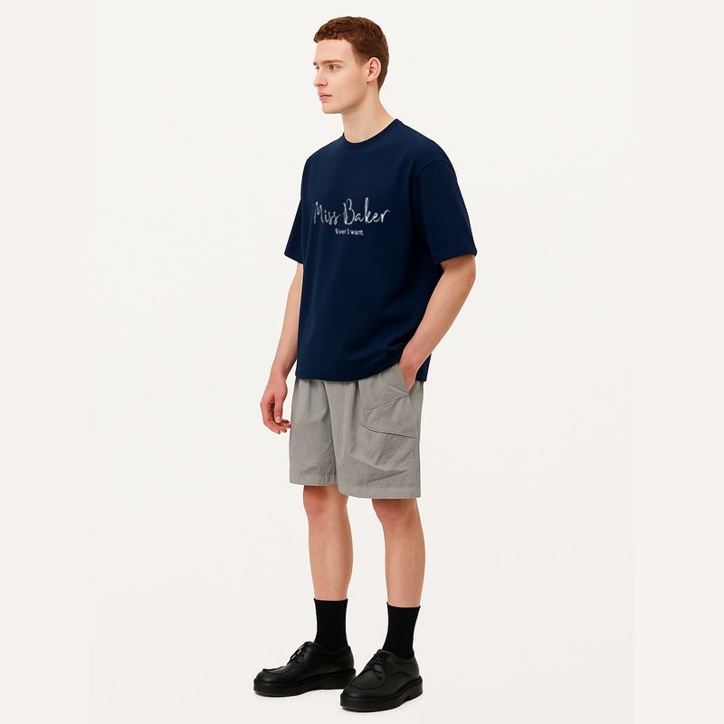Miss Baker エンボニードルTシャツ ネイビー(MAN)