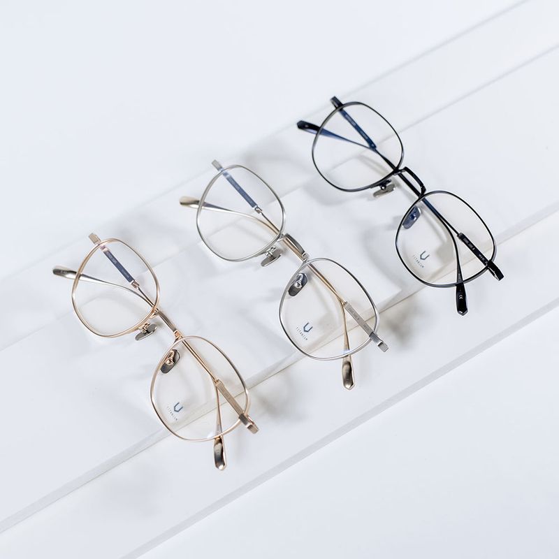 Knouun Round titanium glasses CODE. 102. B Navy