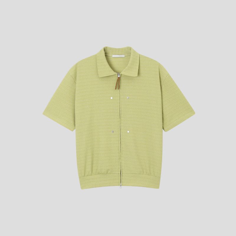 Rivet Knit Zip-Up Cardigan