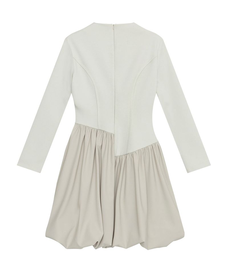 Raw Edge Balloon Dress _ IVORY